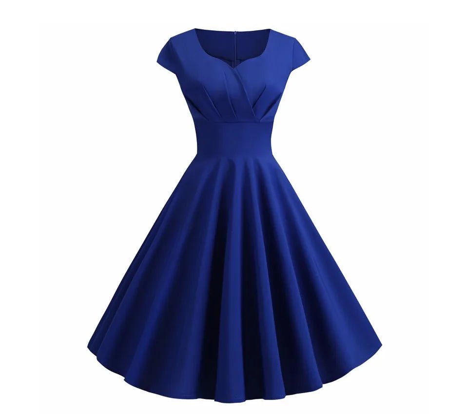 Robe Vintage Asymétrique Bleu - Louise Vintage