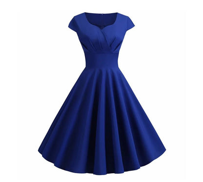 Robe Vintage Asymétrique Bleu - Louise Vintage