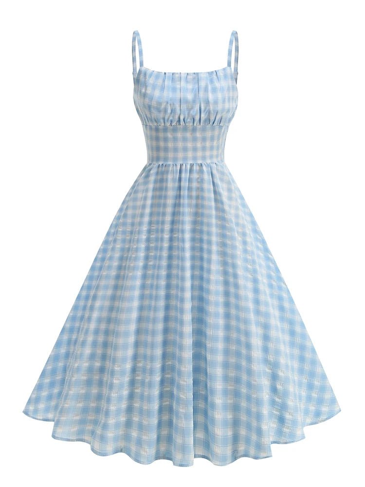 Robe Vintage Bleu Carreaux - Louise Vintage