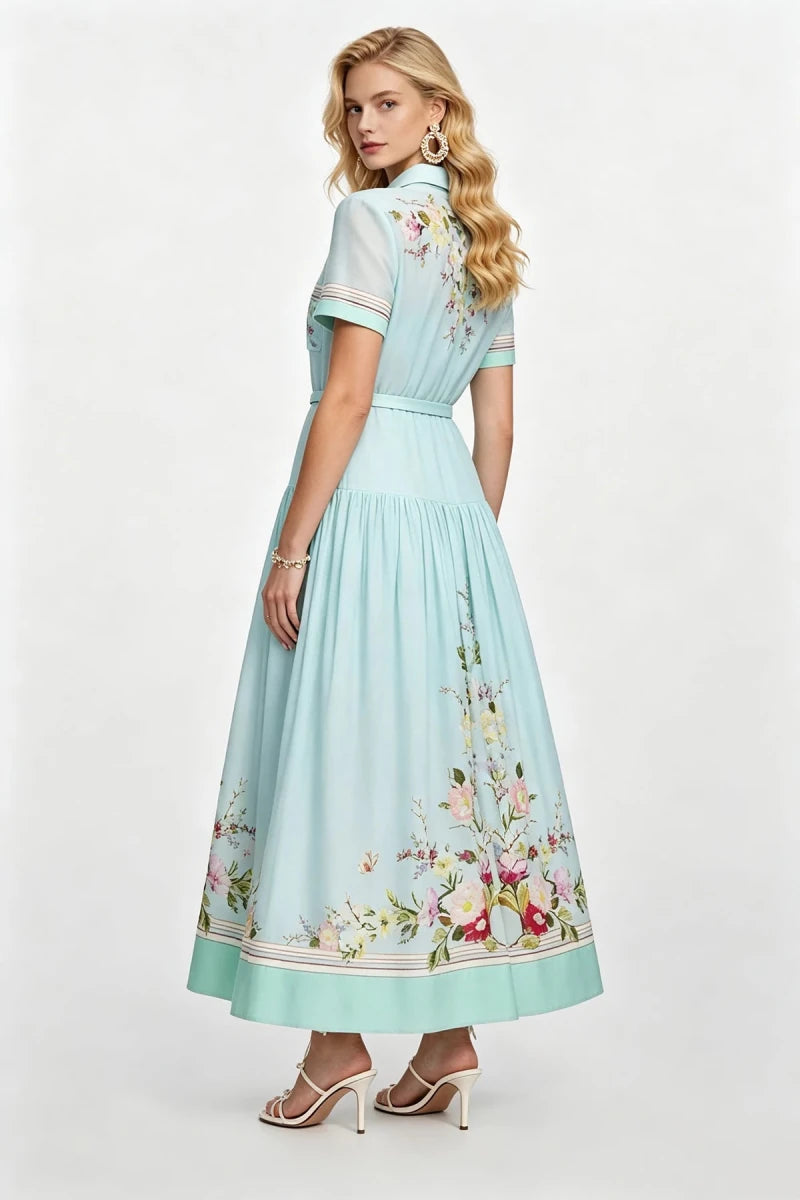 Robe Vintage Bleu Porcelaine - Louise Vintage