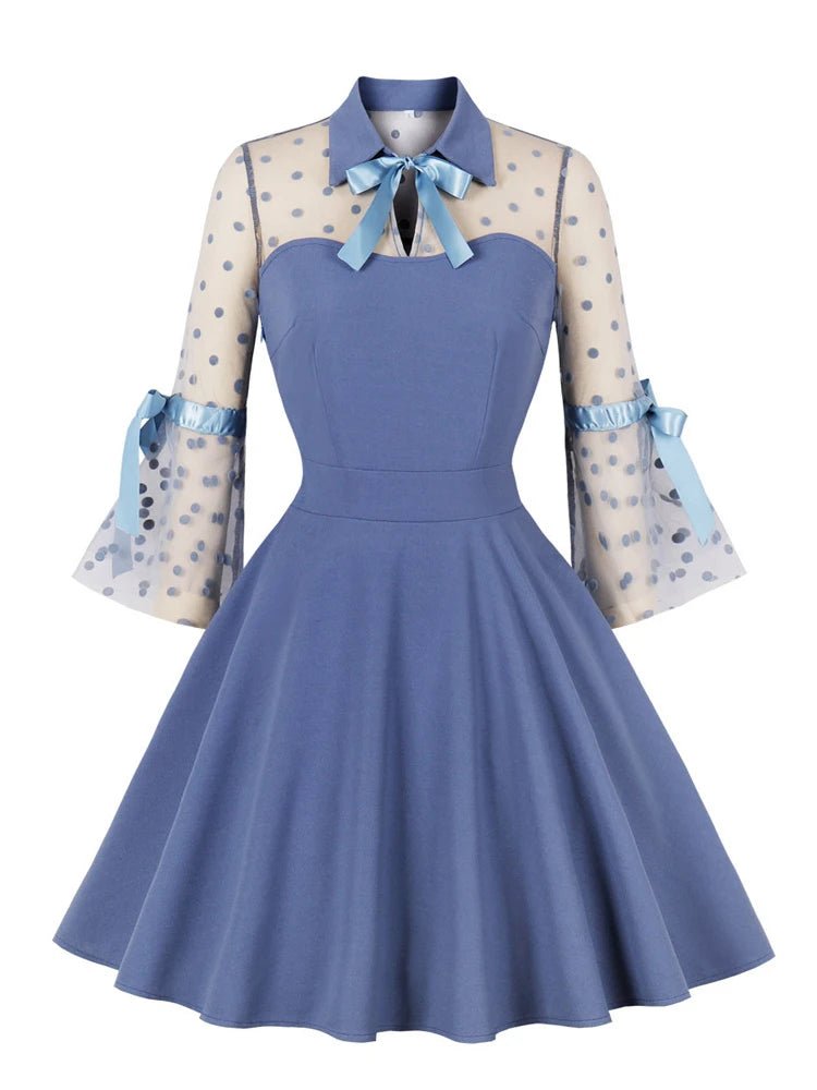 Robe Vintage Broderie Bleue Ciel - Louise Vintage