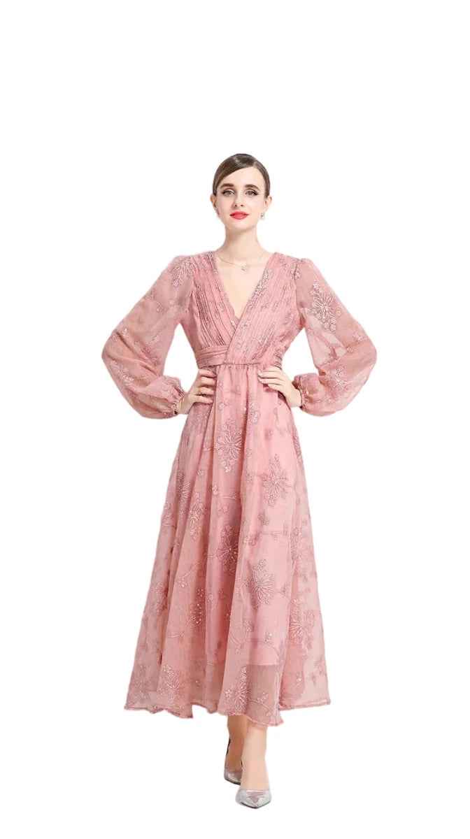Robe Vintage Broderie Florale - Louise Vintage