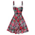 Robe Vintage Carreaux Lacets Rouge - Louise Vintage