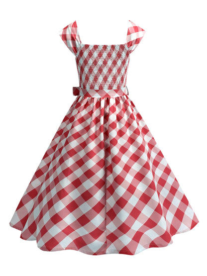 Robe Vintage Carreaux Rouge - Louise Vintage