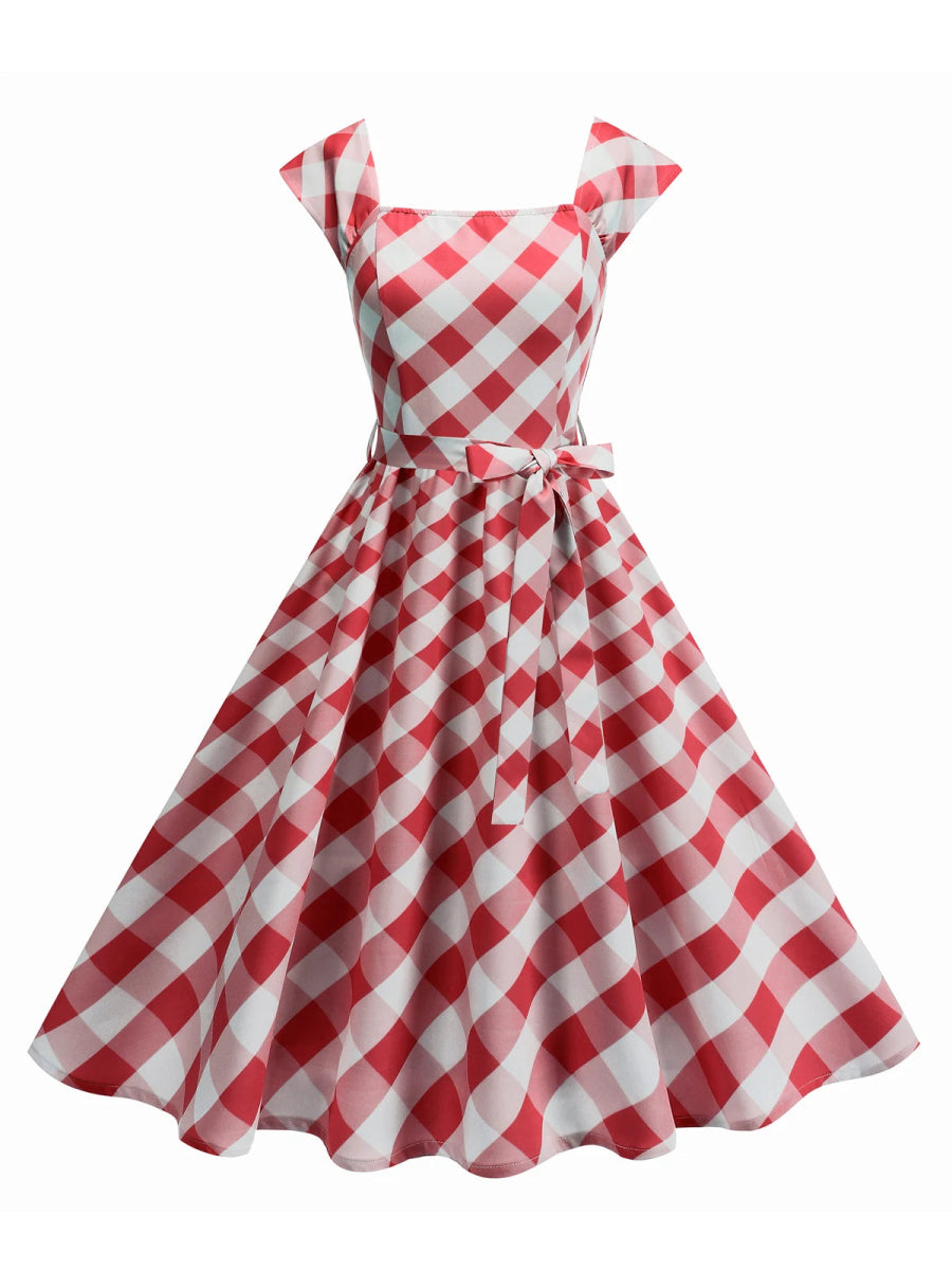 Robe Vintage Carreaux Rouge - Louise Vintage