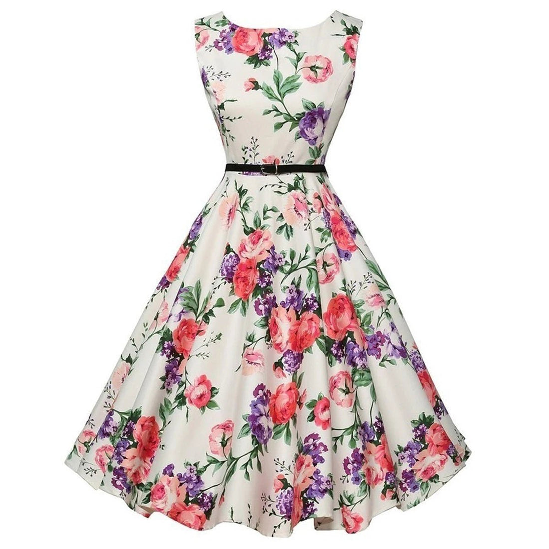 Robe Vintage Chic Rétro Belle Roses - Louise Vintage