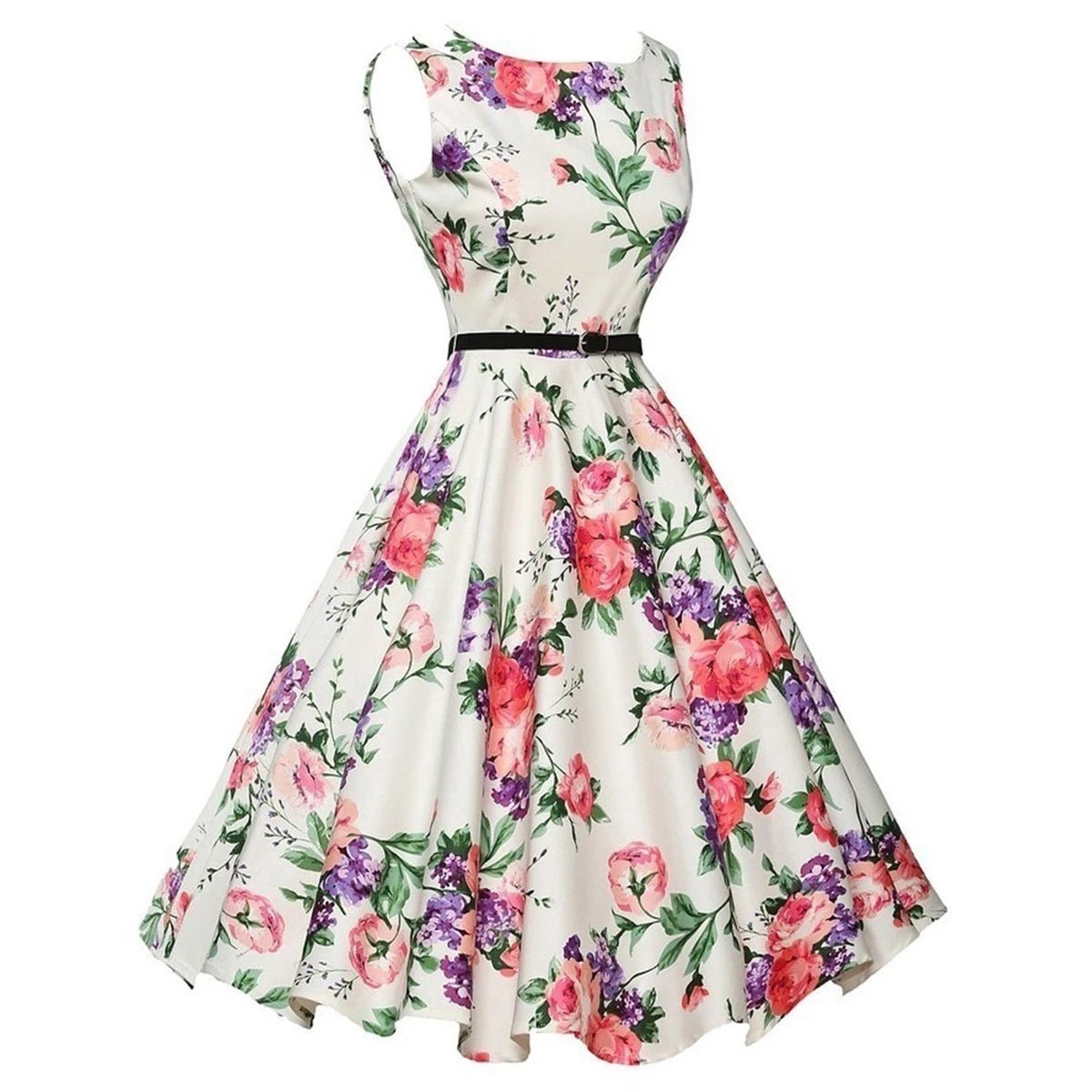 Robe Vintage Chic Rétro Belle Roses - Louise Vintage
