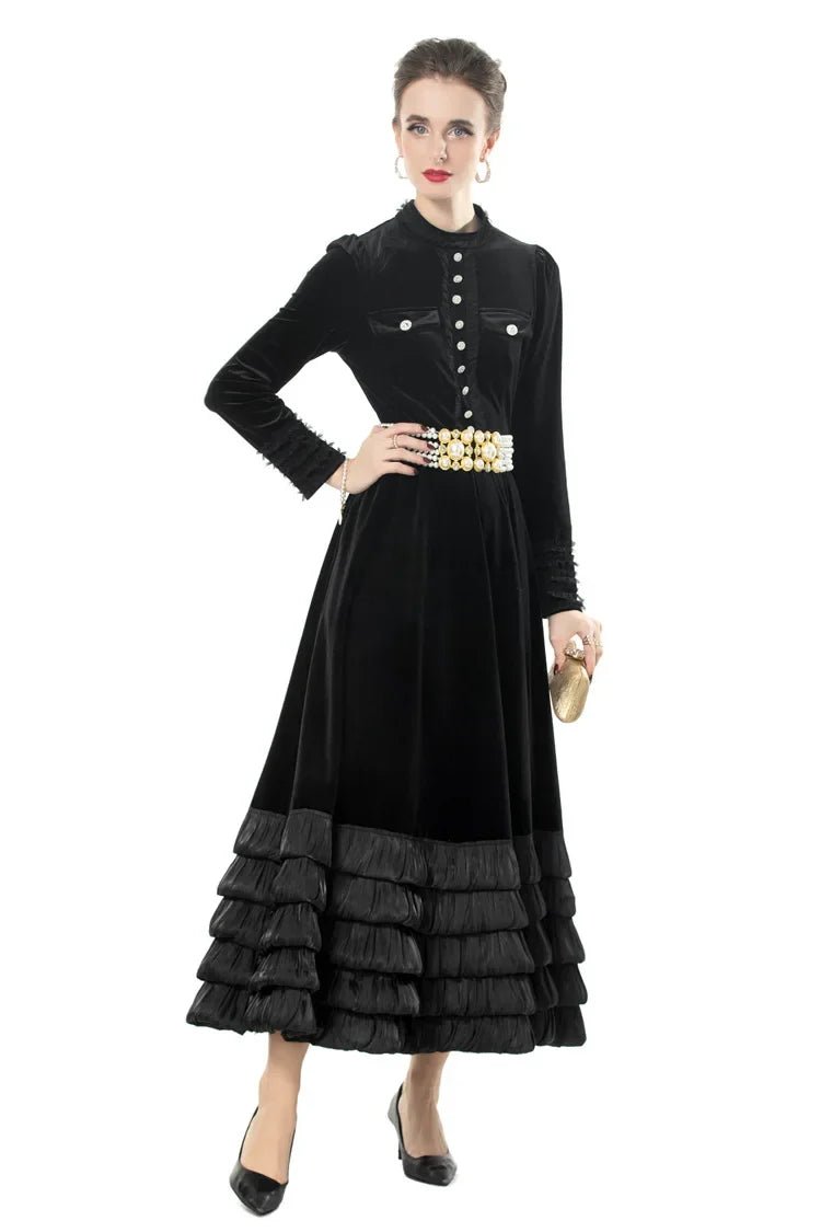Robe Vintage Col Claudine Noire - Louise Vintage