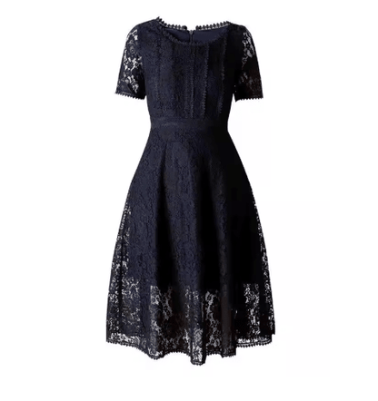 Robe Vintage Col en V Dentelle Marine - Louise Vintage