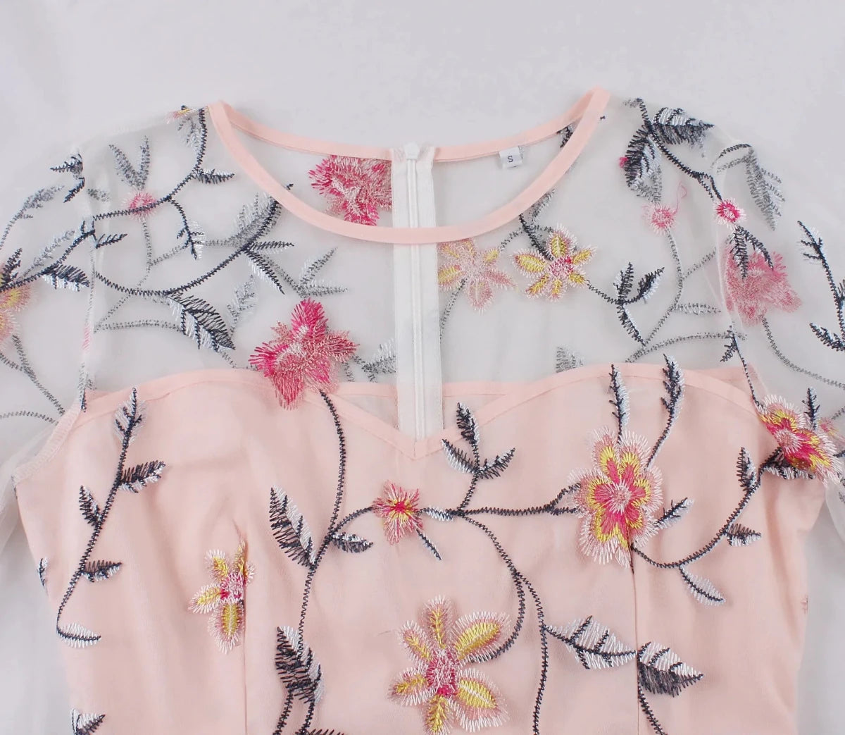 Robe Vintage Col Rond Creme Fleurs - Louise Vintage