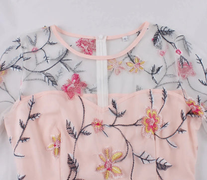 Robe Vintage Col Rond Creme Fleurs - Louise Vintage