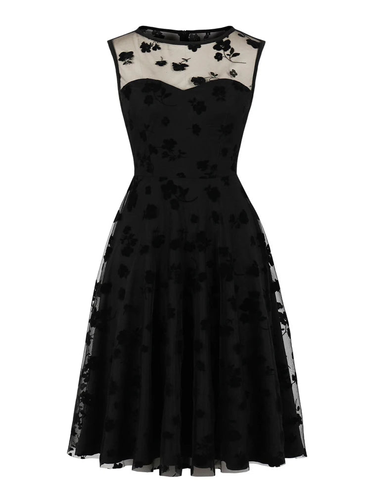 Robe Vintage Dentelle Année 50 Noire - Louise Vintage