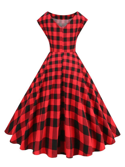 Robe Vintage Ecosse Rouge - Louise Vintage