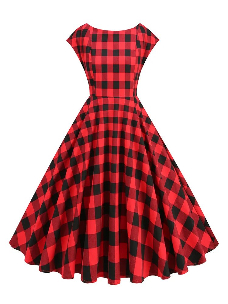 Robe Vintage Ecosse Rouge - Louise Vintage