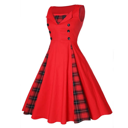 Robe Vintage Epaules Nues Tartan - Louise Vintage