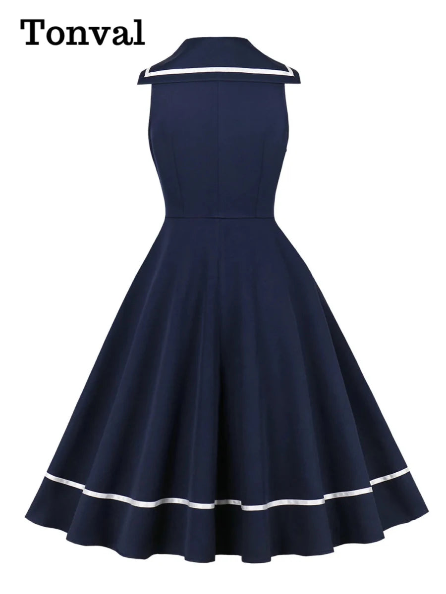 Robe Vintage Grande Taille Année 50 Bleu - Louise Vintage
