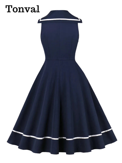 Robe Vintage Grande Taille Année 50 Bleu - Louise Vintage