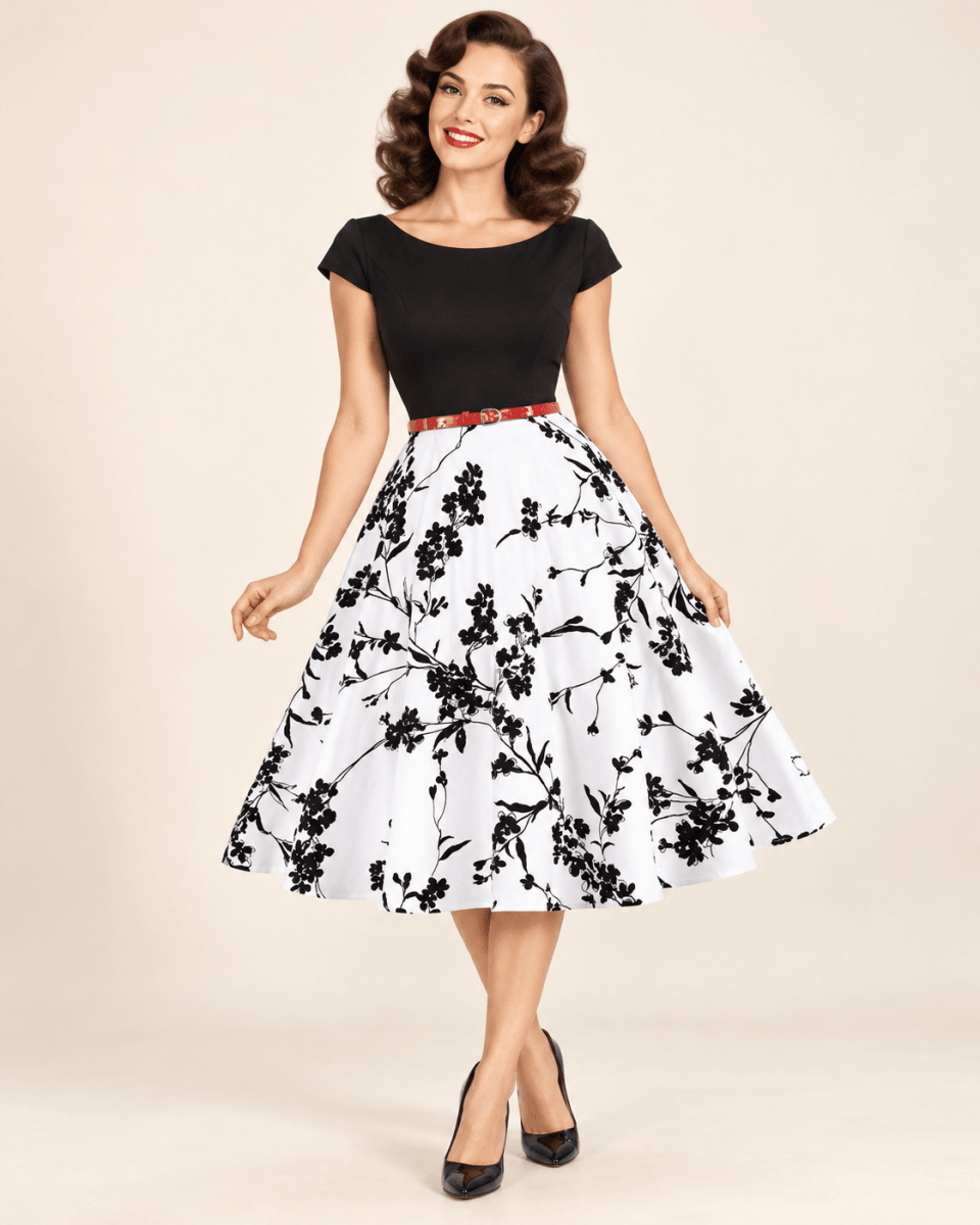 Robe Vintage Grande Taille Années 50 Blanc - Louise Vintage