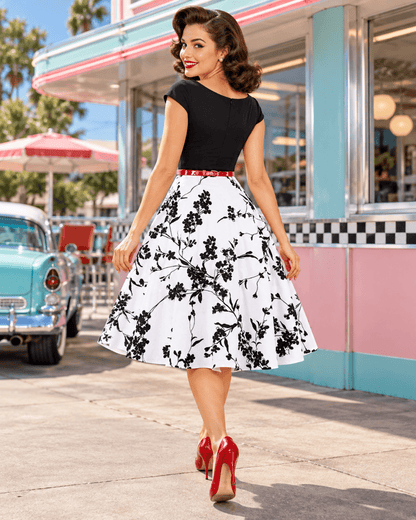 Robe Vintage Grande Taille Années 50 Blanc - Louise Vintage