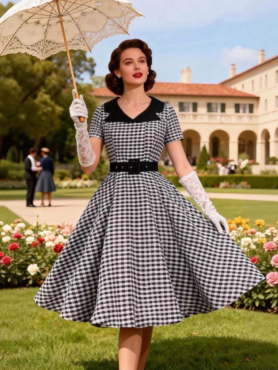 Robe Vintage Grande Taille Blanc Noir - Louise Vintage