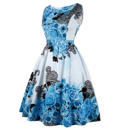 Robe Vintage Grande Taille Bleu Oiseaux - Louise Vintage