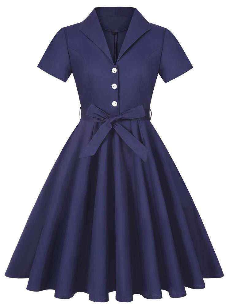 Robe Vintage Grande Taille Bleu uni - Louise Vintage