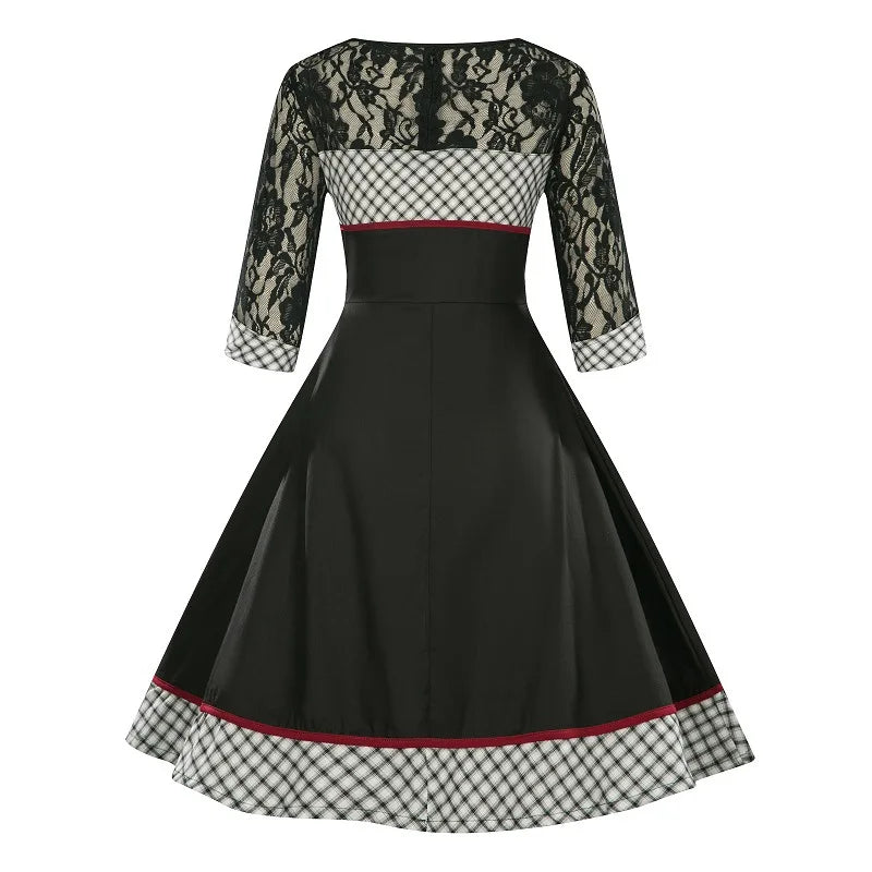 Robe Vintage Grande Taille Hiver Noire - Louise Vintage