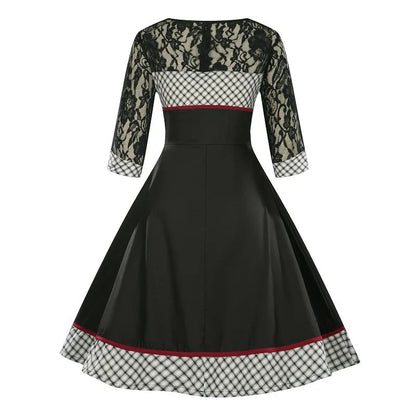Robe Vintage Grande Taille Hiver Noire - Louise Vintage