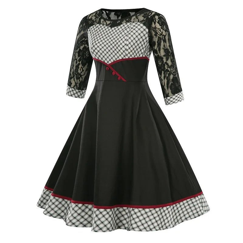 Robe Vintage Grande Taille Hiver Noire - Louise Vintage