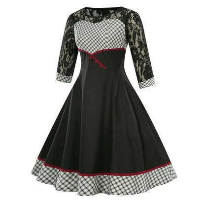 Robe Vintage Grande Taille Hiver Noire - Louise Vintage