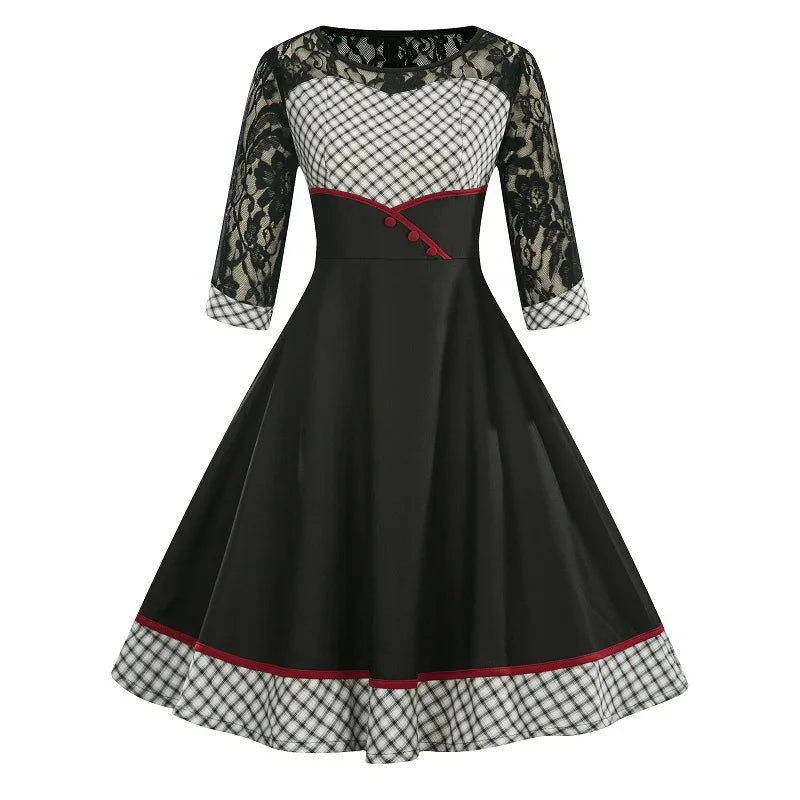 Robe Vintage Grande Taille Hiver Noire - Louise Vintage