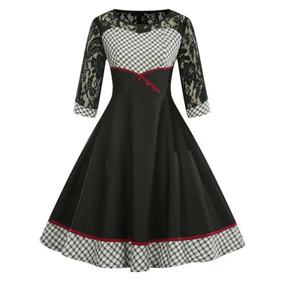 Robe Vintage Grande Taille Hiver Noire - Louise Vintage