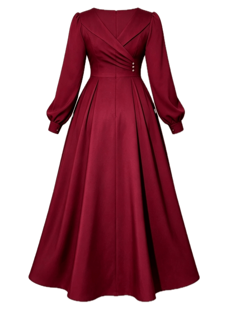 Robe vintage grande taille manches longues rouge - Louise Vintage