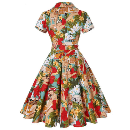 Robe Vintage Grande Taille Nature été - Louise Vintage