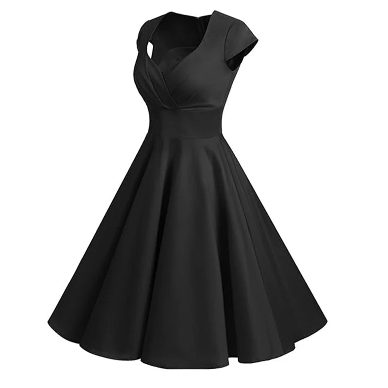 Robe Vintage Grande Taille Noir uni - Louise Vintage