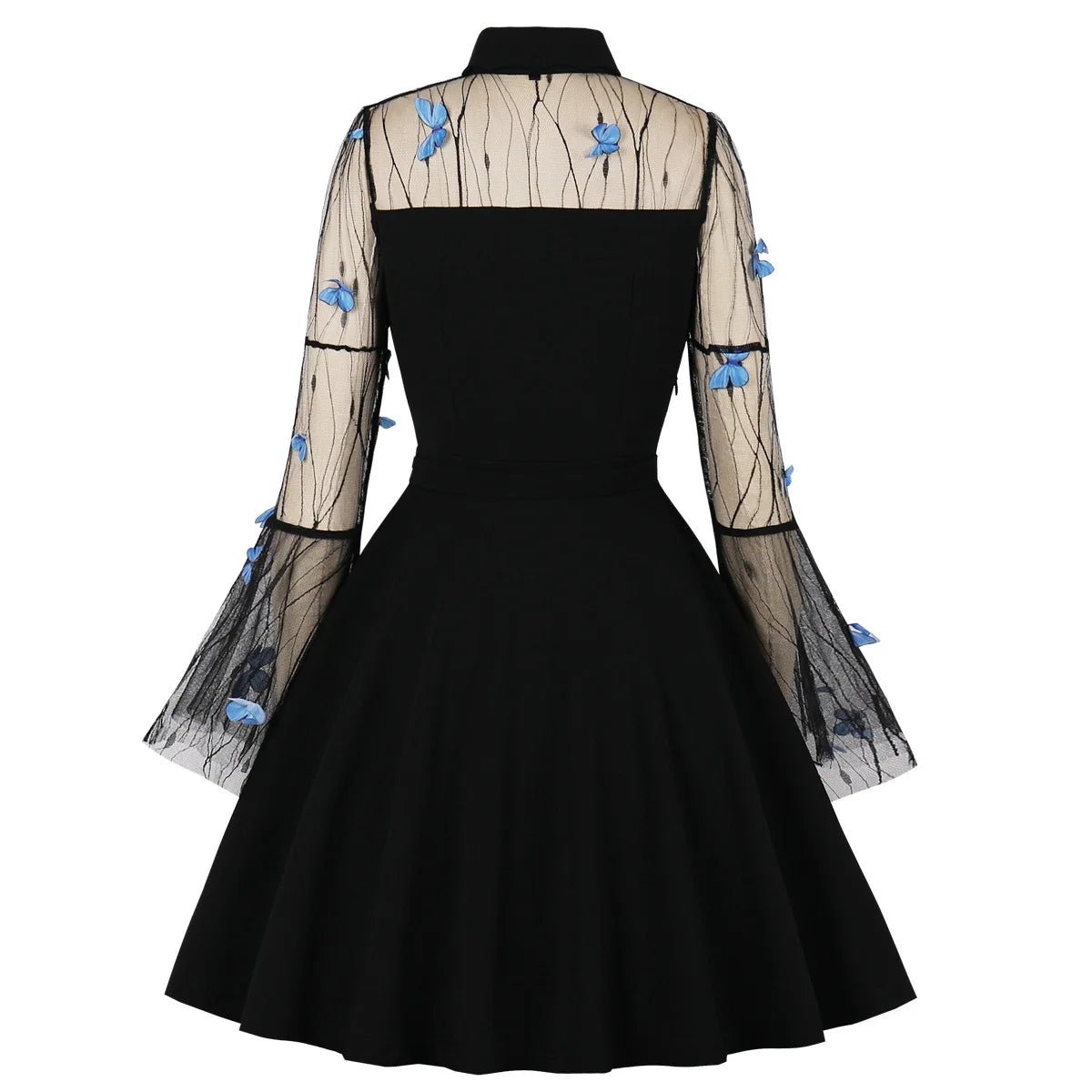 Robe Vintage Grande Taille Noire Fleurs Brodées - Louise Vintage