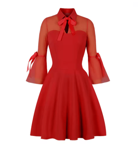Robe Vintage Grande Taille Paillettes Rouge - Louise Vintage