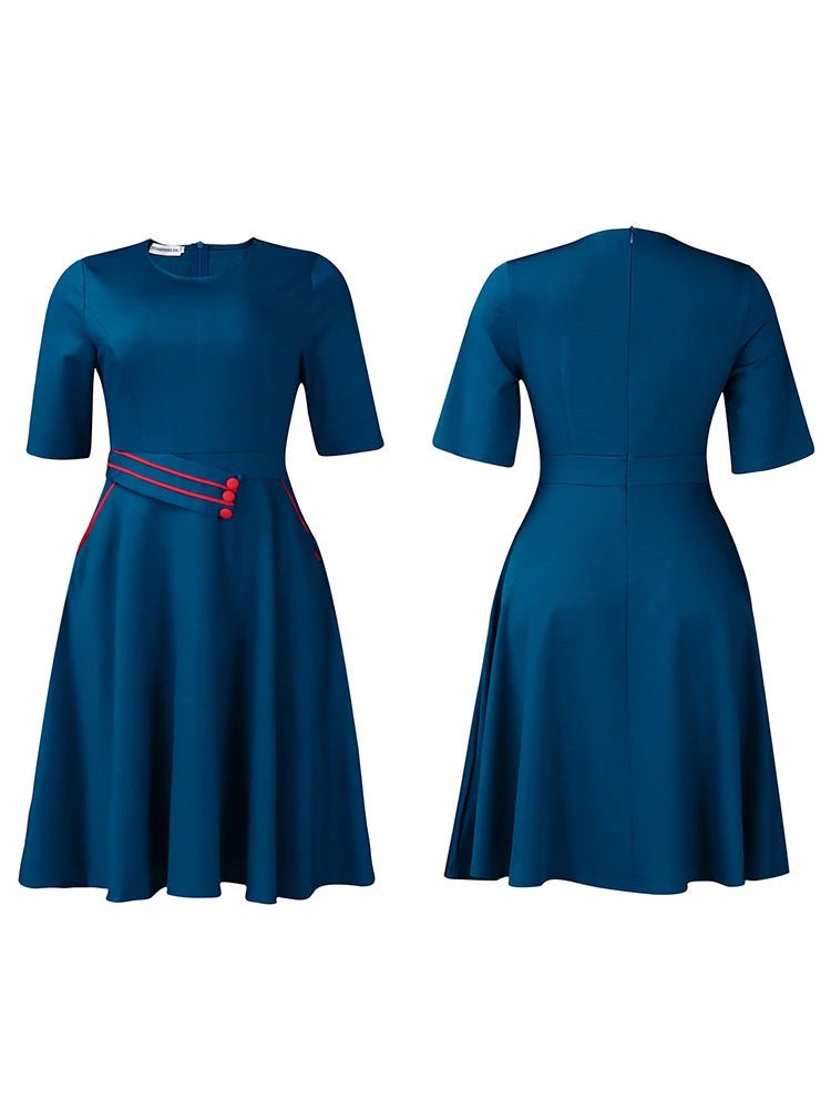 Robe Vintage Grande Taille Rayée Bleu - Louise Vintage
