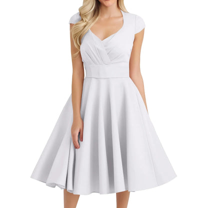 Robe Vintage Grande Taille Rétro Blanc - Louise Vintage