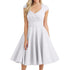 Robe Vintage Grande Taille Rétro Blanc - Louise Vintage