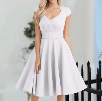 Robe Vintage Grande Taille Rétro Blanc - Louise Vintage