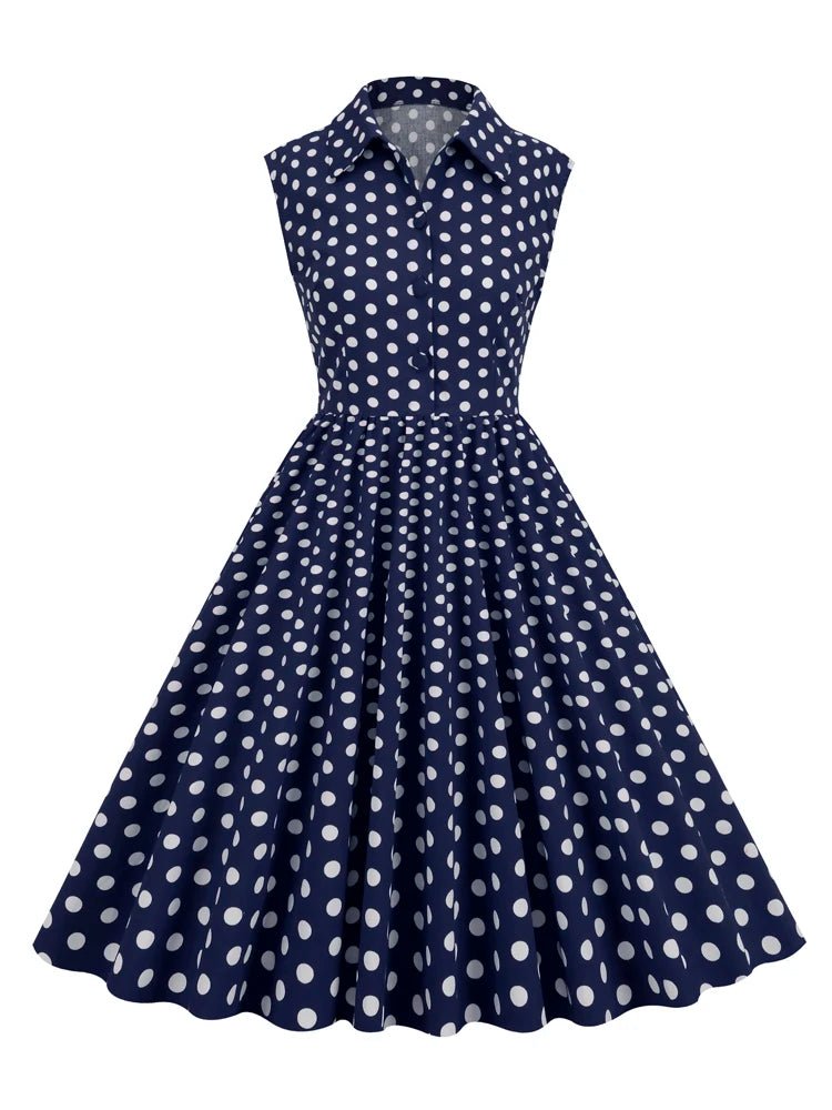 Robe Vintage Grande Taille Rétro Marine - Louise Vintage