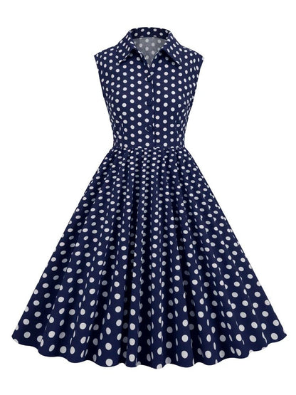 Robe Vintage Grande Taille Rétro Marine - Louise Vintage