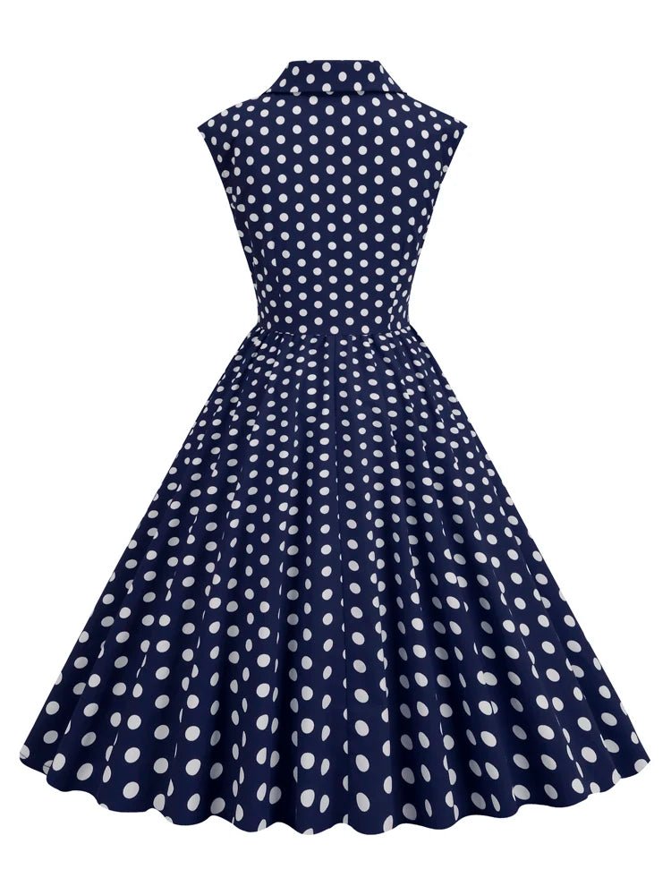 Robe Vintage Grande Taille Rétro Marine - Louise Vintage