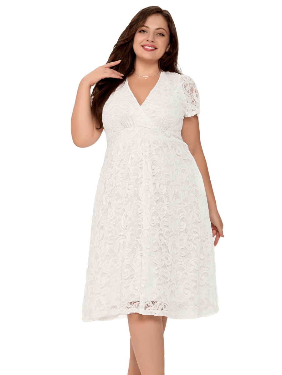 Robe Vintage Grande Taille Rockabilly Blanche - Louise Vintage