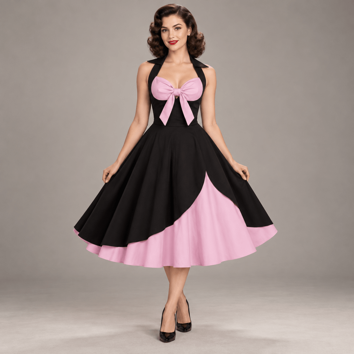 Robe Vintage Grande Taille Rockabilly Rose - Louise Vintage