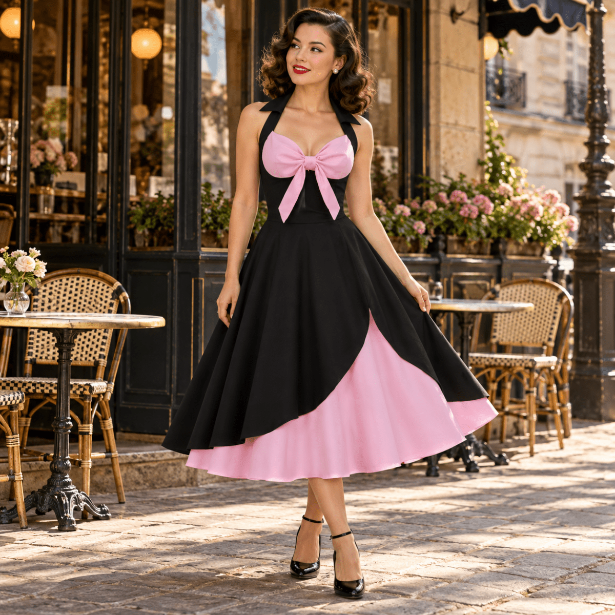 Robe Vintage Grande Taille Rockabilly Rose - Louise Vintage
