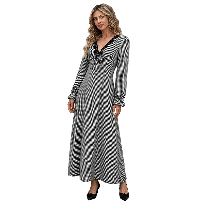 Robe Vintage Grise Carreaux - Louise Vintage