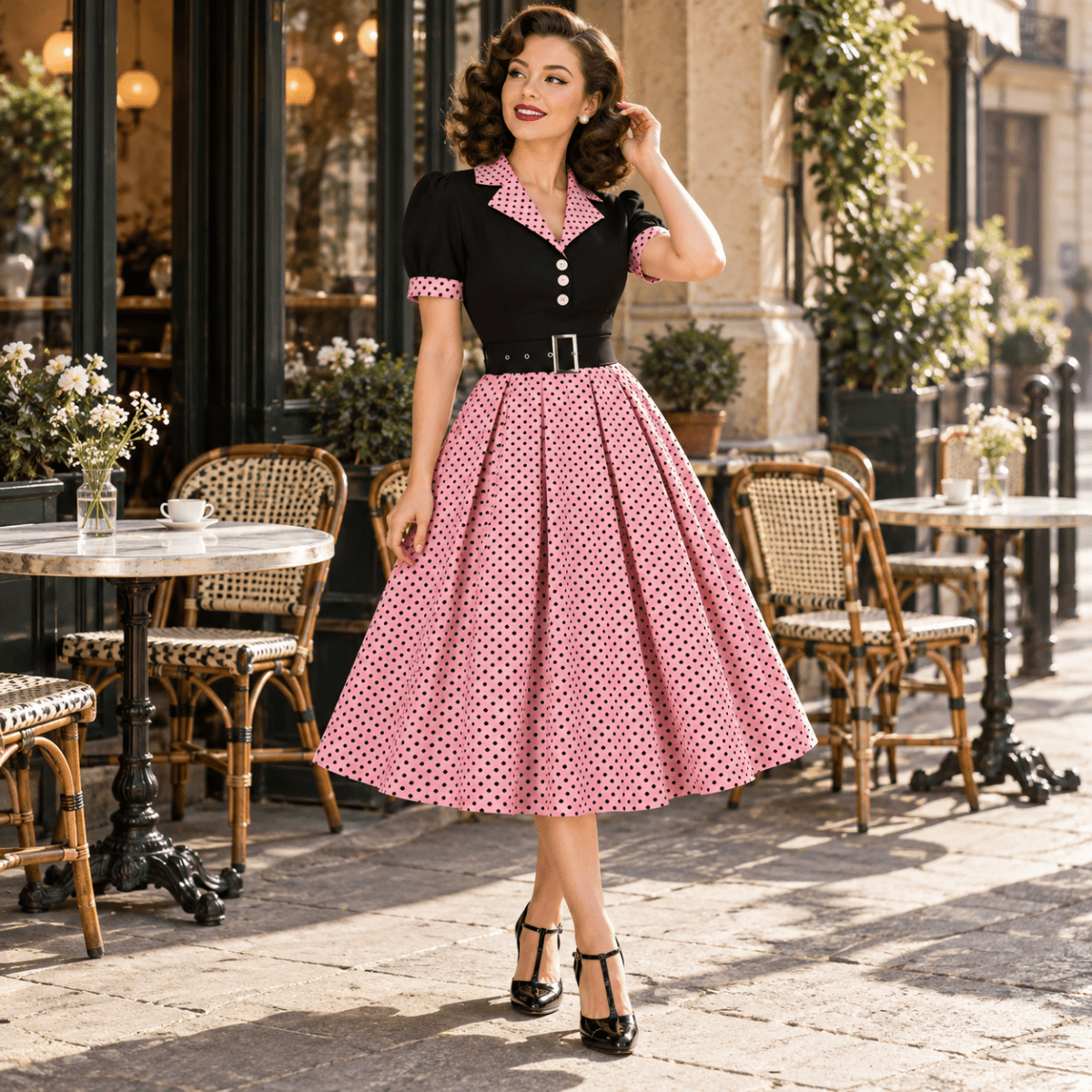 Robe Vintage Hepburn Rose - Louise Vintage