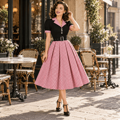 Robe Vintage Hepburn Rose - Louise Vintage